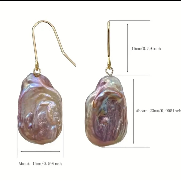 Vintage Irregular Baroque Natural Freshwater Peal Dangle Earrings. - Picture 4 of 7